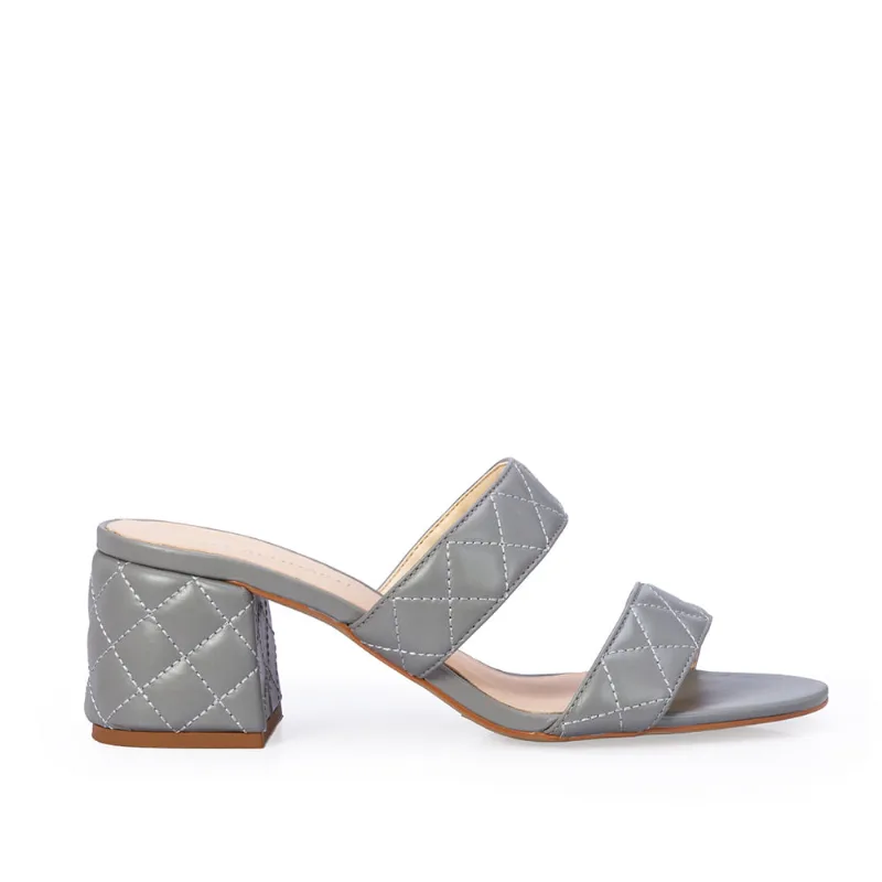 Mule Couro Matelassê Cinza Carbono 37