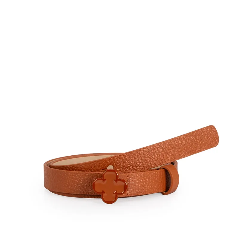 Cinto Couro Caramelo Fivela Monograma Feminino 90