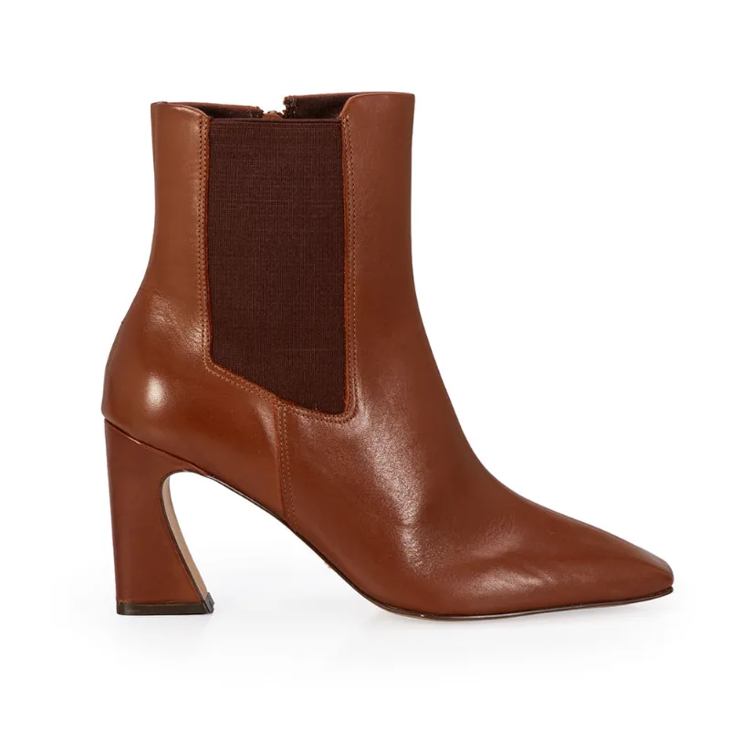 Bota Couro Marrom Mogno Salto Grosso 38