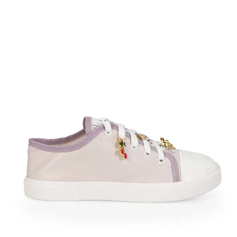 Tênis Infantil Jeans Rosa E Branco Amarração 31