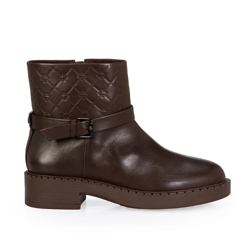 Bota Couro Salto Baixo Marrom 39