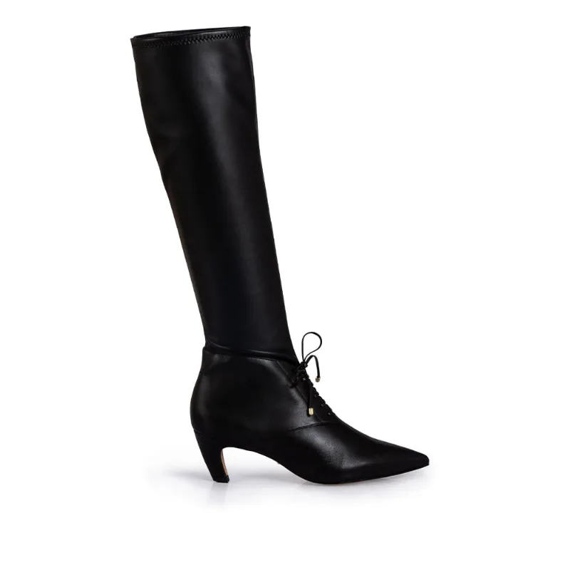 Bota Cano Longo Strech Amarração Preta 35