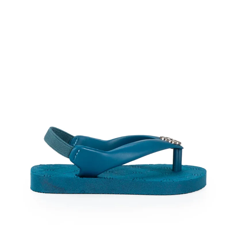 Chinelo Bebê Monograma com Elástico Azul Cobalto 19.20