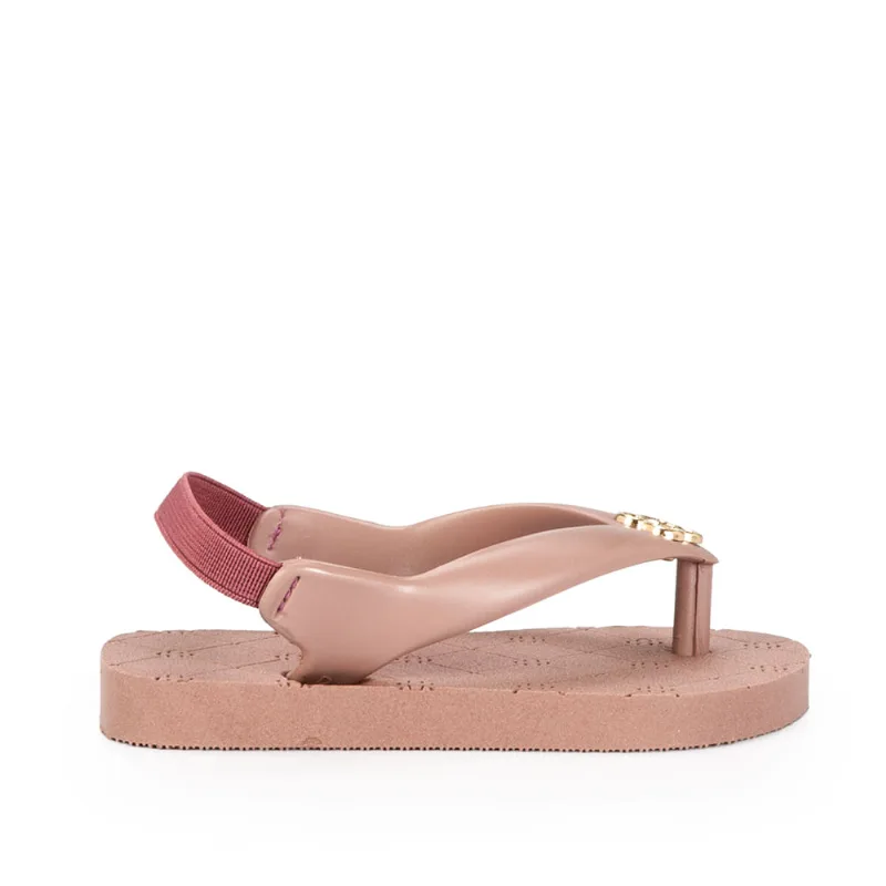 Chinelo Bebê Monograma com Elástico Rosa Mocha 19.20