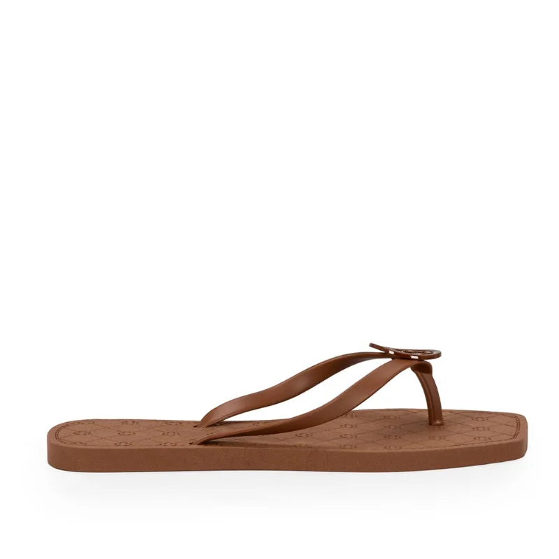 Chinelo De Dedo Bico Quadrado Marrom Mogno 37.38