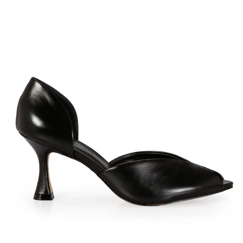 Peep Toe Salto Alto Couro Preto 38