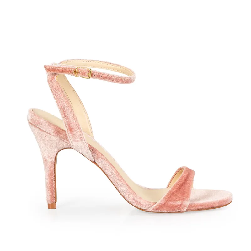 Sandális Salto Alto Veludo Mocha Rose 38