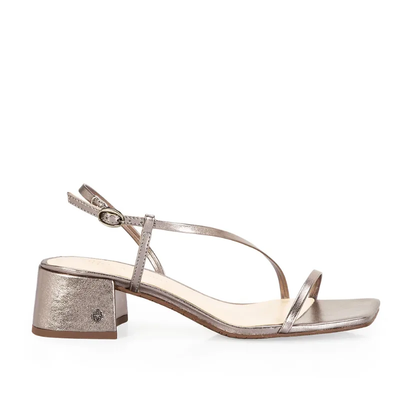 Sandália Bico Quadrado Cinza Pewter 39
