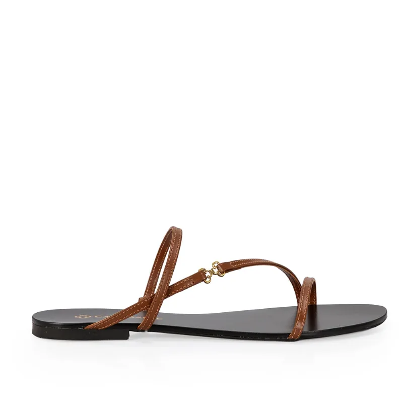 Chinelo Feminino De Couro Marrom Mogno 36