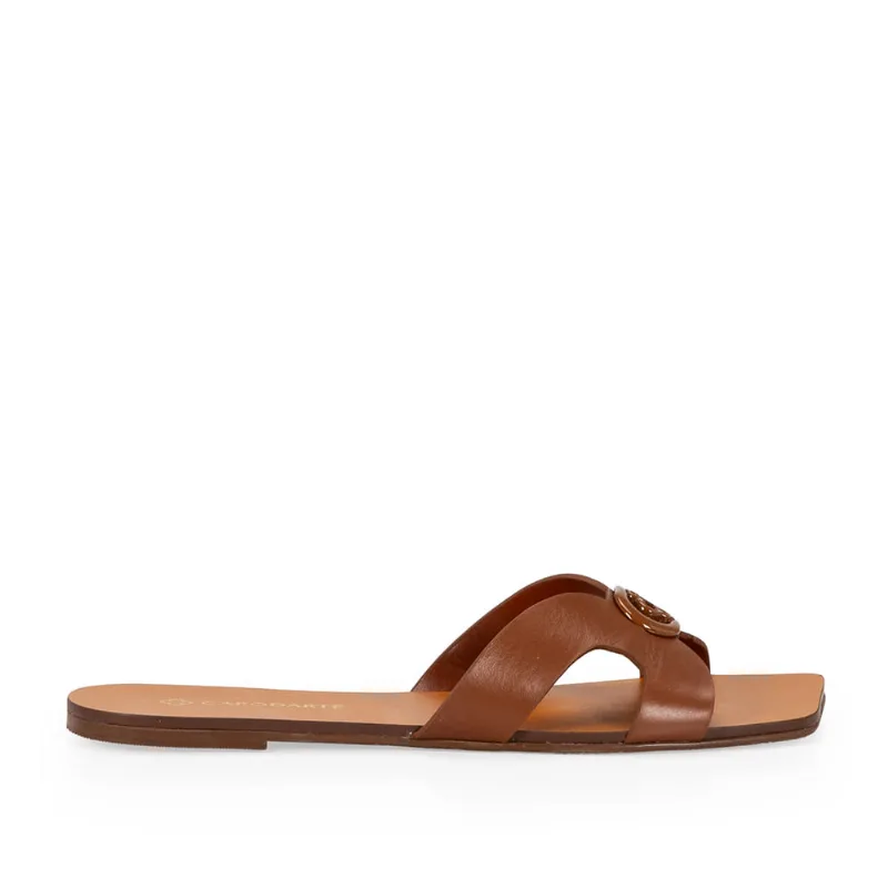 Chinelo Feminino De Couro Marrom Mogno 38