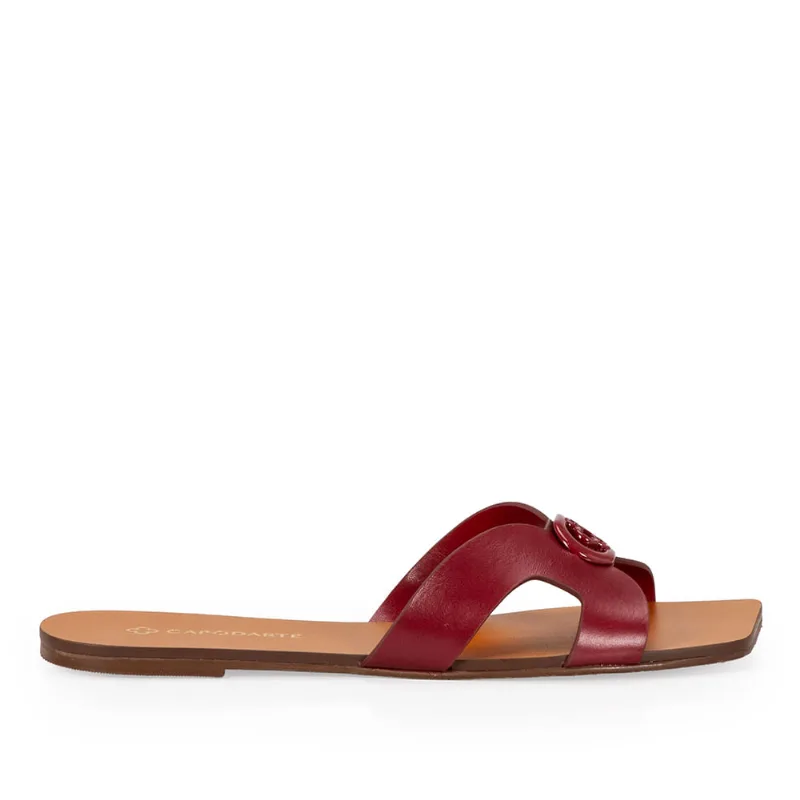 Chinelo Feminino De Couro Vermelho Amarone 37 - CAPODARTE