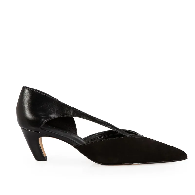 Scarpin Salto Médio Couro Suede Preto 35