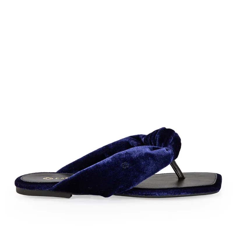 Chinelo De Dedo Veludo Azul Marinho 39