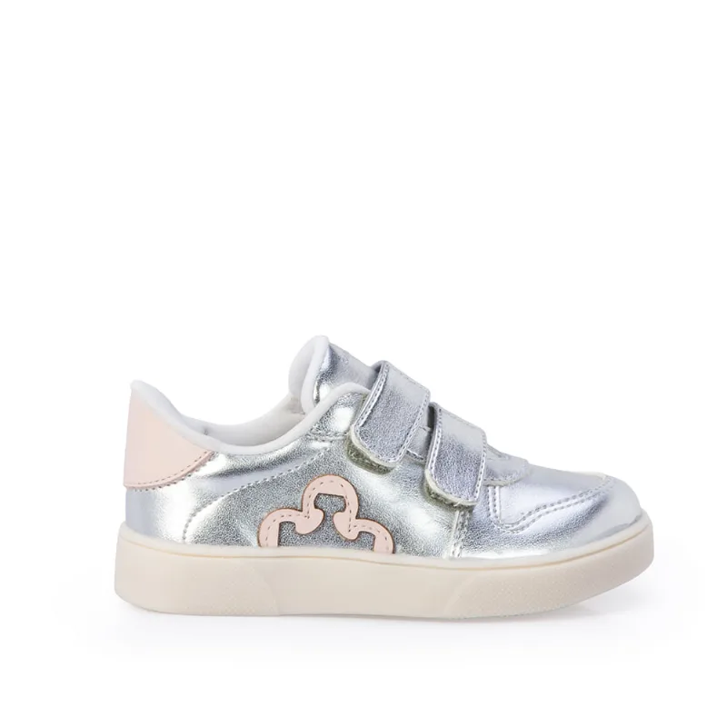 Tênis Bebê Velcro Prata Metalizado 20