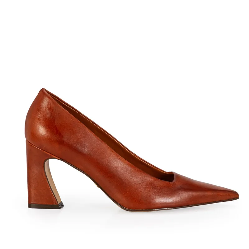 Scarpin Salto Alto Couro Caramelo 34