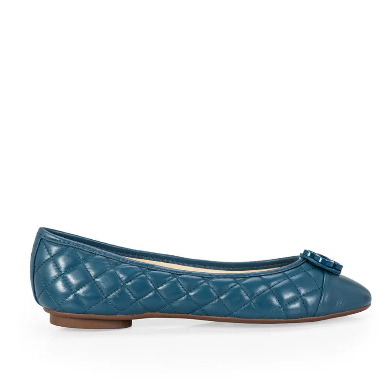 Sapatilha Catherine Couro Matelassê Azul Cobalto 34