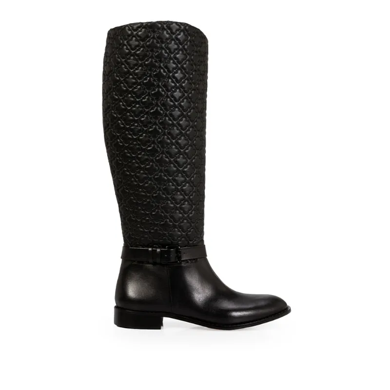 Bota Cano Alto Couro Matelassê Preto 35