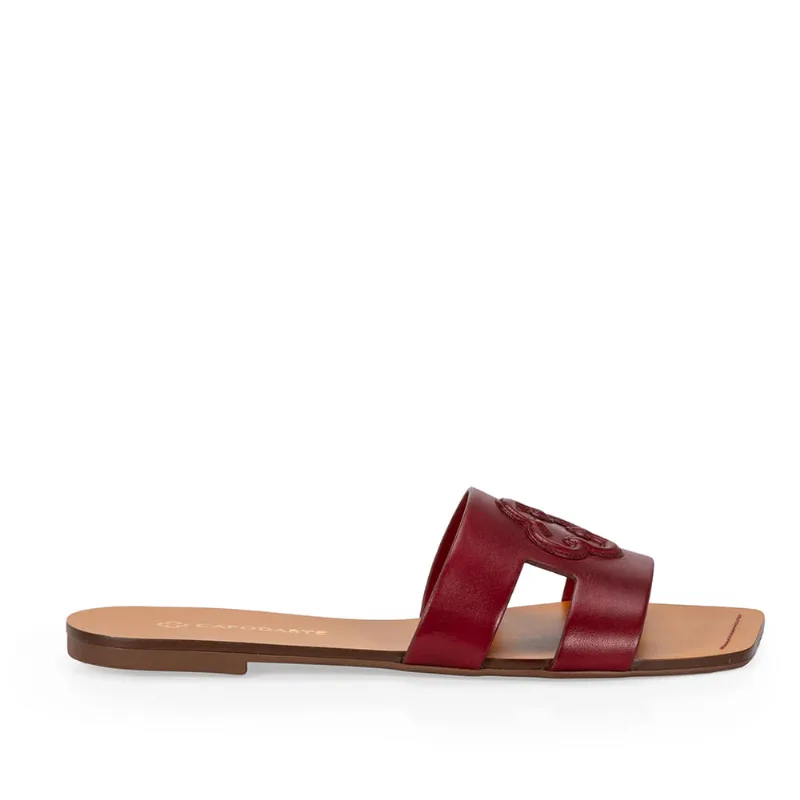 Chinelo Bico Quadrado Couro Vermelho Amarone 38