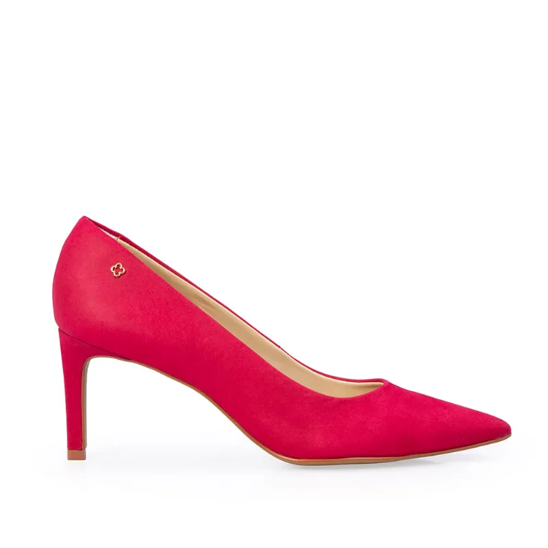 Scarpin Salto Médio Couro Nobuck Rosa Magnólia 33