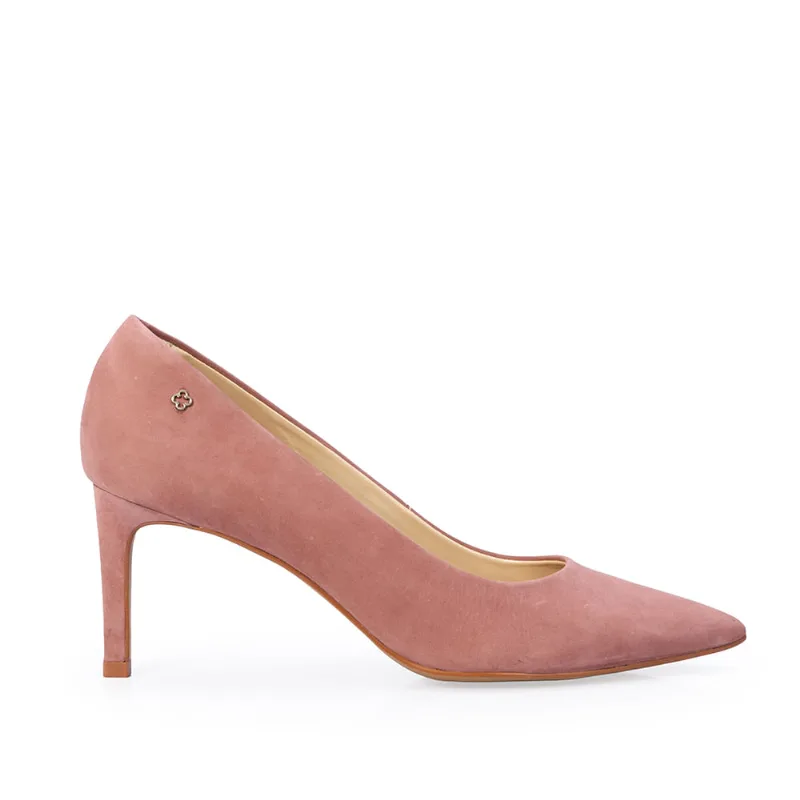 Scarpin Salto Médio Couro Nobuck Rosa Malva 35