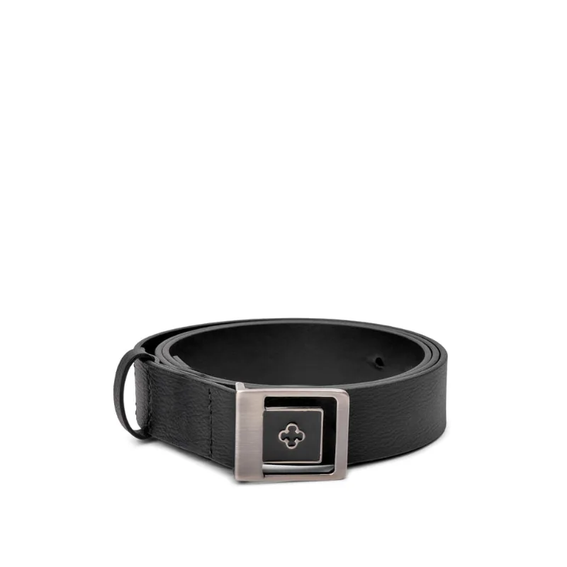 Cinto Feminino Couro Preto Fivela Quadrada 105