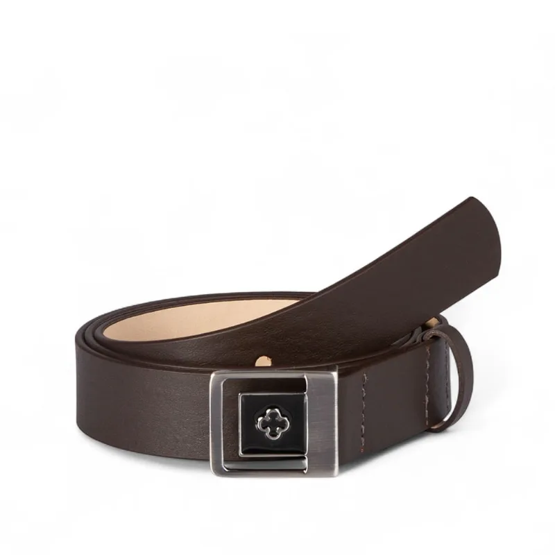 Cinto Feminino Couro Marrom Fivela Quadrada 85