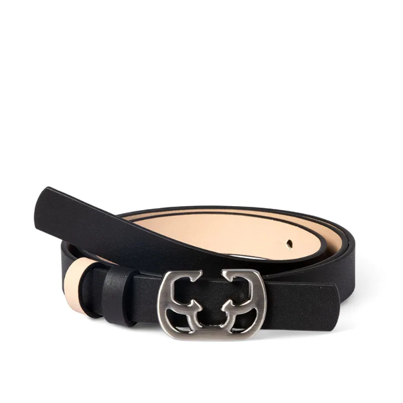 Cinto Couro Nude e Preto Feminino 95