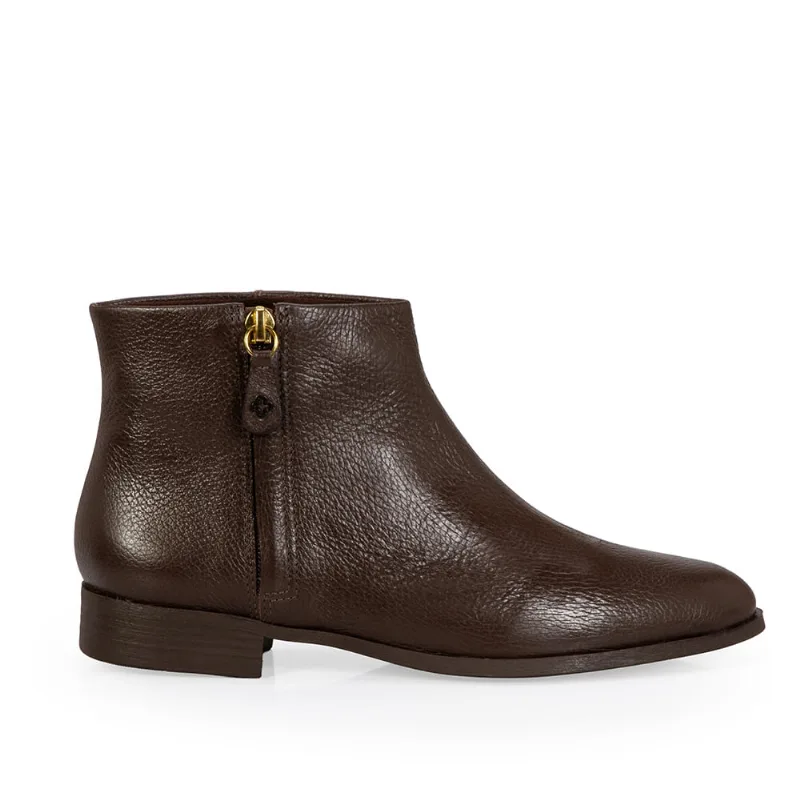 Bota Cano Baixo Couro Marrom Cacau 36