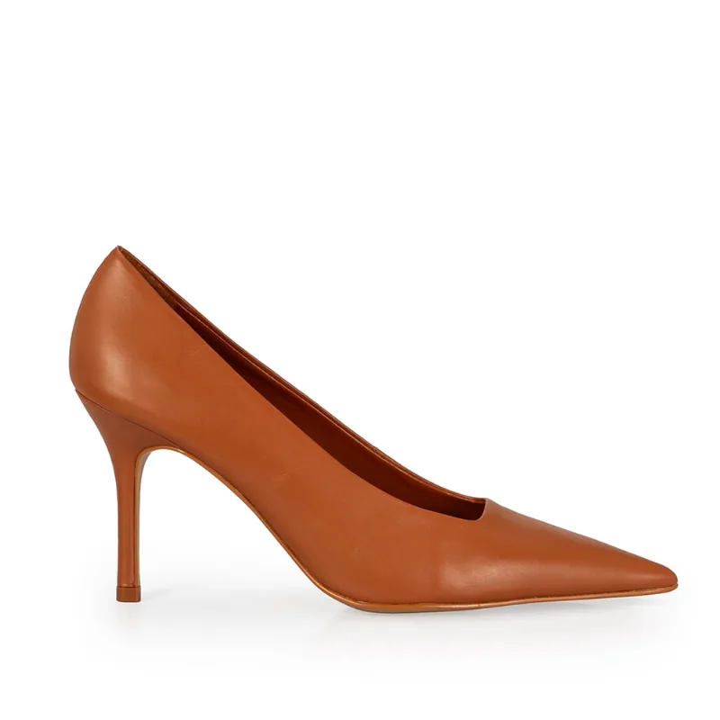 Scarpin Salto Alto Couro Caramelo Camel 36
