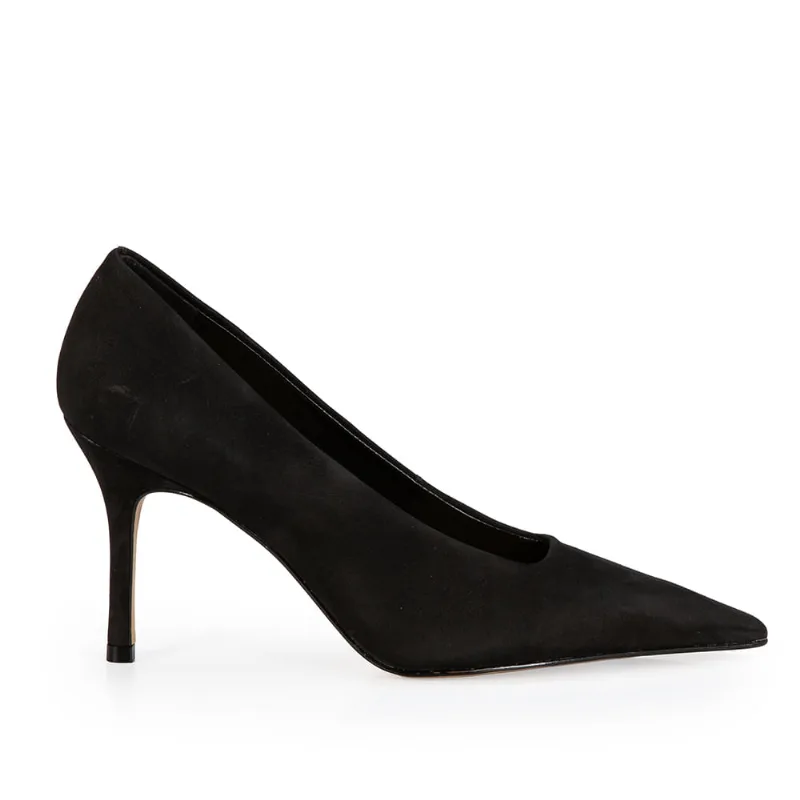 Scarpin Salto Alto Couro Suede Preto 39