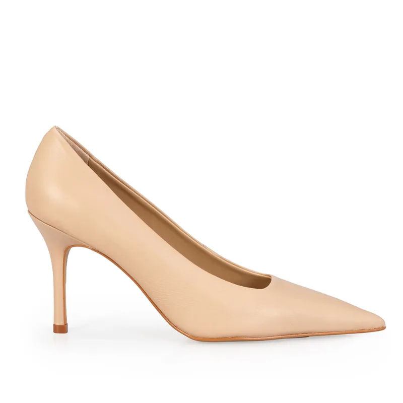 Scarpin Salto Alto Couro Nude Seda 33