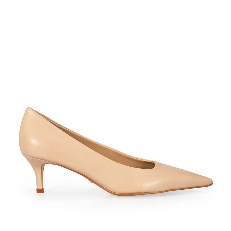 Scarpin Salto Médio Couro Nude Seda 40