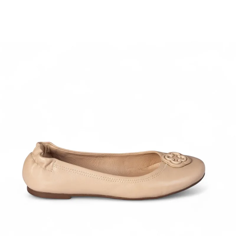 Sapatilha Infantil Ballerina Catherine Couro Nude Seda 29