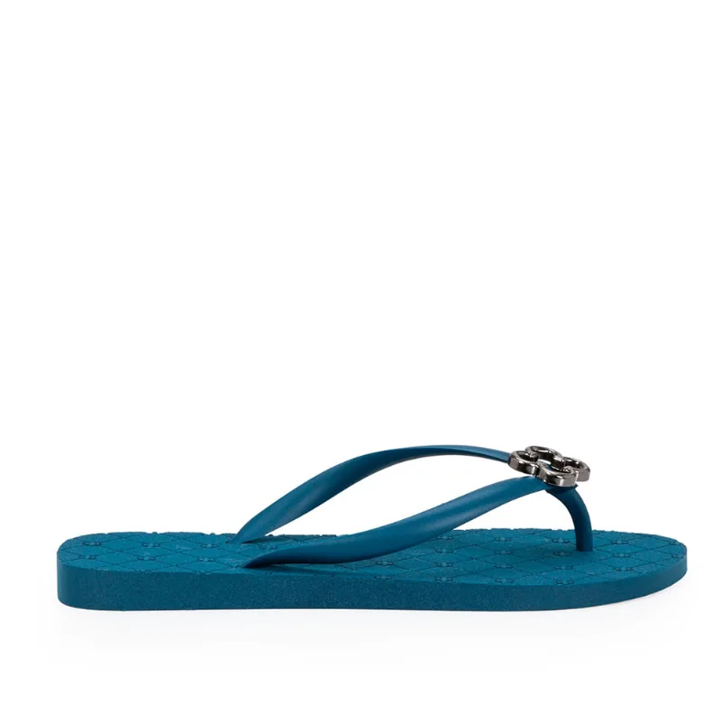 Chinelo De Dedo Azul Cobalto Bico Redondo 37.38