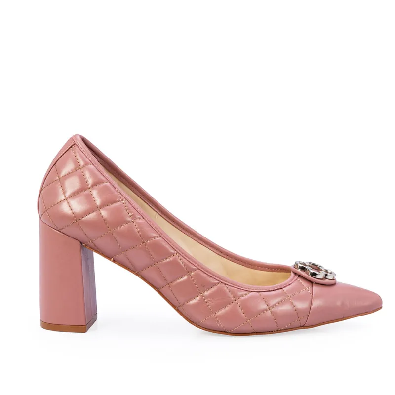 Scarpin Couro Matelassê Rosa Malva 38 - CAPODARTE