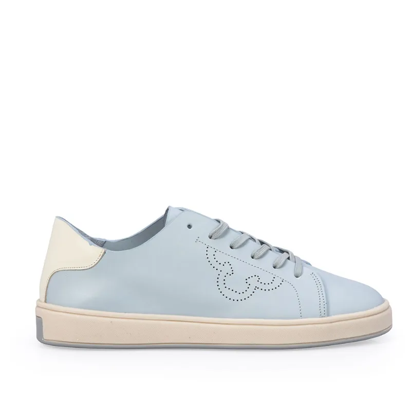 Tênis Casual Amarração Couro Azul 39