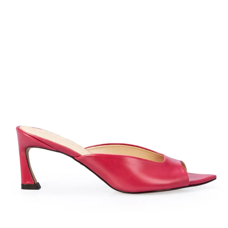 Mule Salto Médio Couro Rosa Magnólia 34