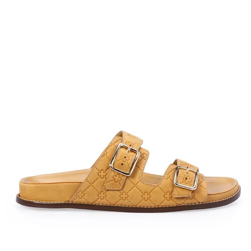 Chinelo Papete Bege Savana De Couro Nobuck Monograma 33