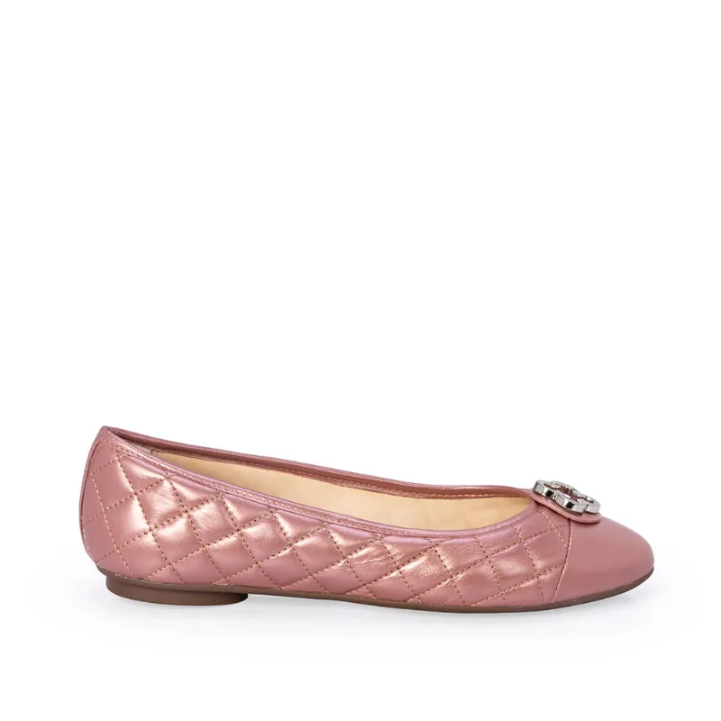 Sapatilha Catherine Couro Matelassê Rosa Malva 35