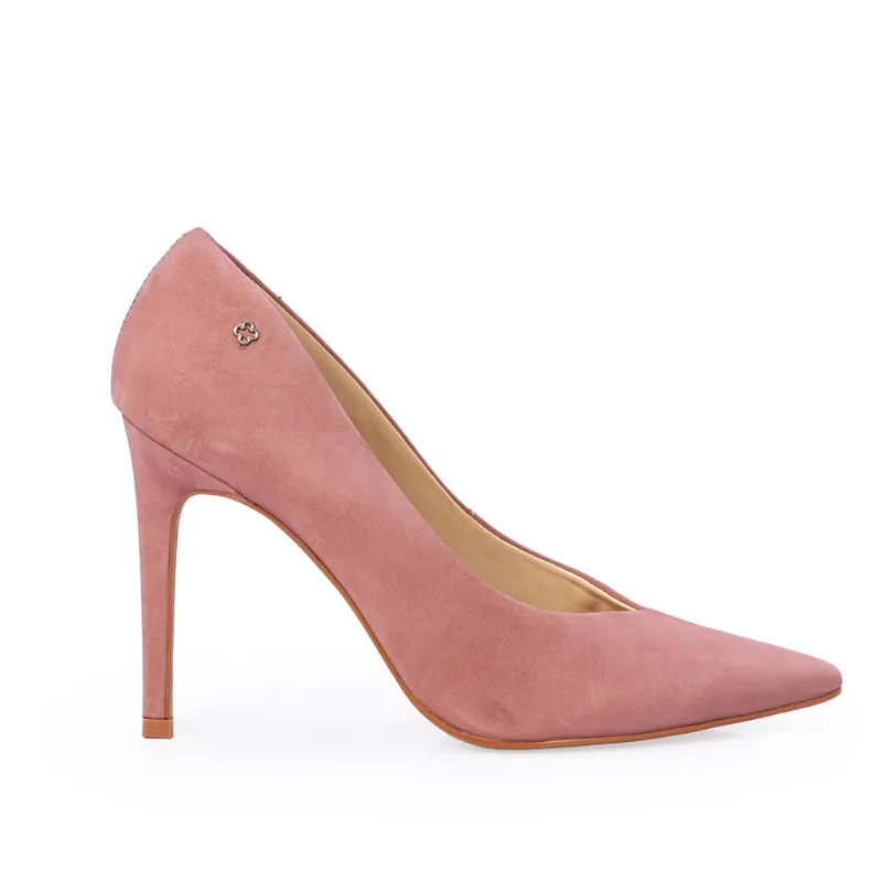 Scarpin Salto Alto Couro Nobuck Rosa 35