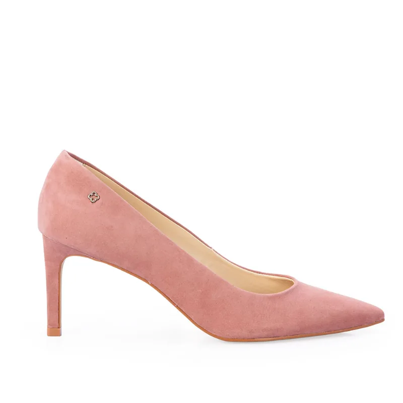 Scarpin Salto Médio Couro Nobuck Rosa 40 - CAPODARTE