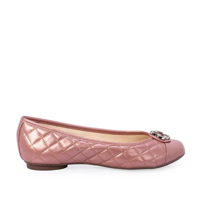 Sapatilha Catherine Vintage Couro Matelassê Rosa Malva 34