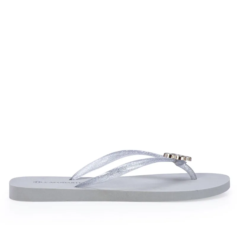 Chinelo De Dedo Prateado Glitter 39.40
