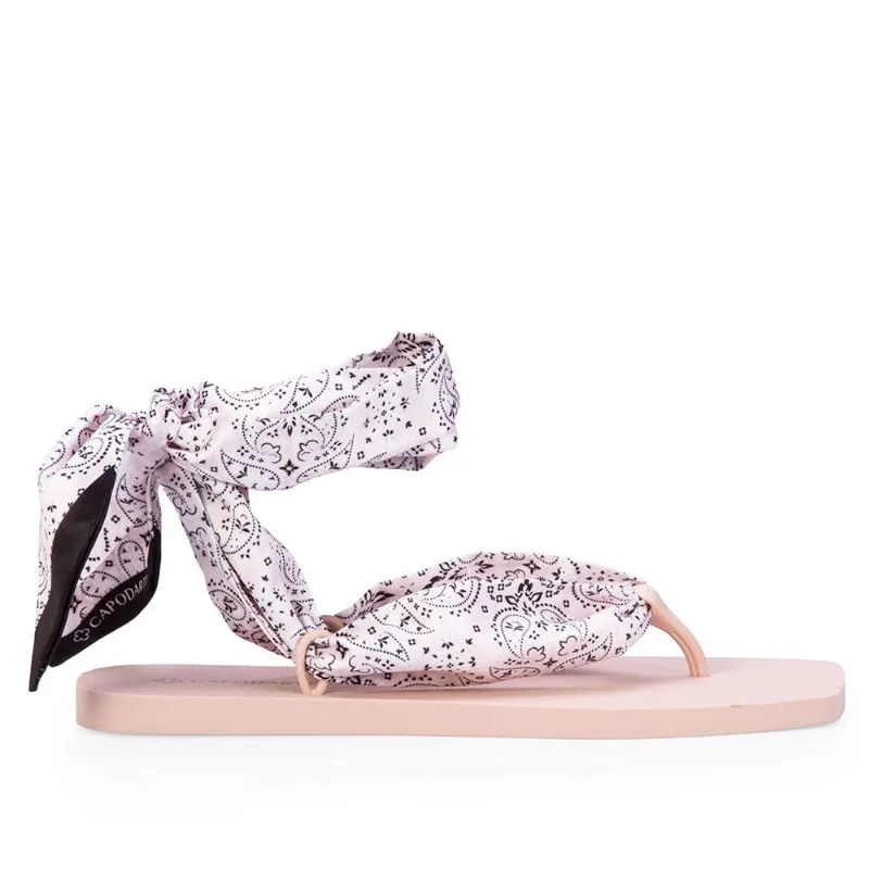 Chinelo De Dedo Lenço Estampa Paisley Rosa 33.34