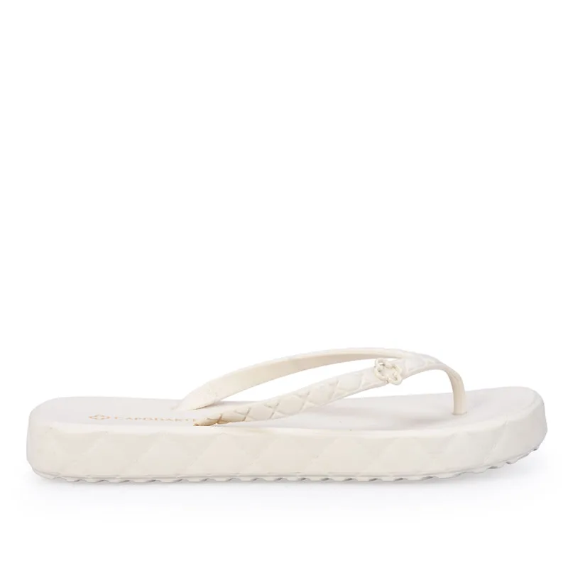 Chinelo De Dedo Plataforma Branco Matelassê 37.38
