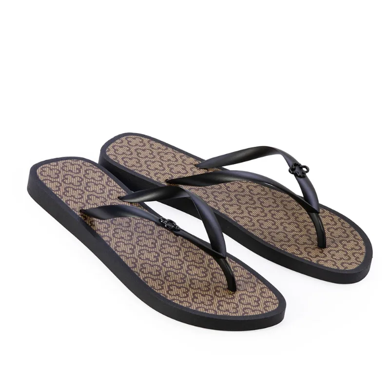Chinelo de Dedo Preto Monograma Bege 41.42