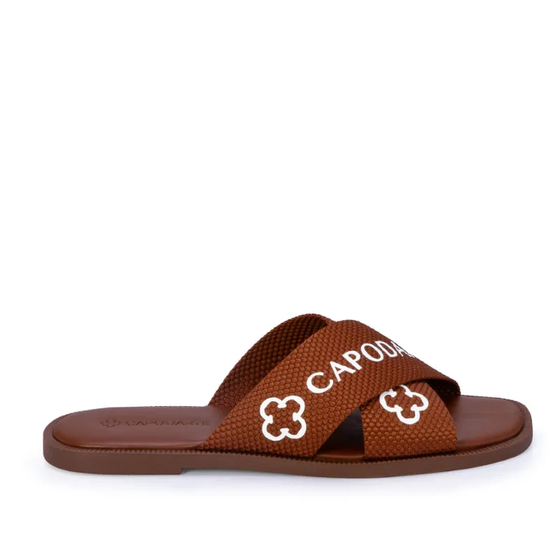 Chinelo Rasteiro Bico Redondo Marrom Gorgurão 35 - CAPODARTE