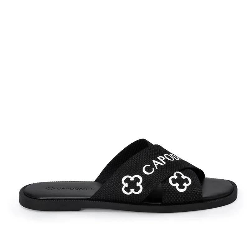 Chinelo Rasteiro Bico Redondo Preto Gorgurão 40