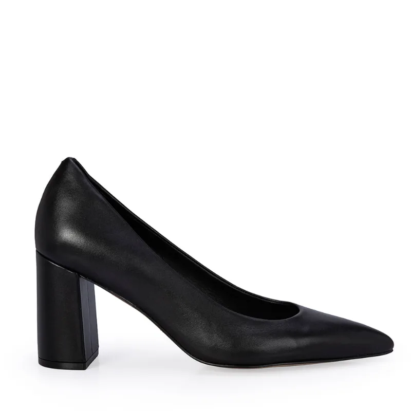 Scarpin Salto Bloco Couro Preto 38