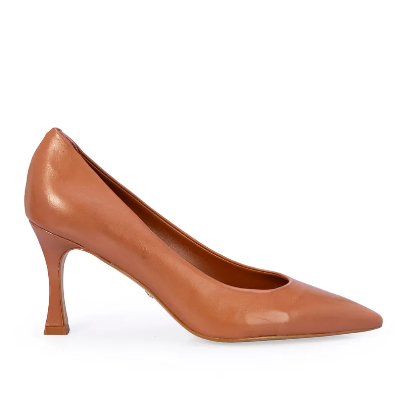 Scarpin Salto Alto Couro Caramelo 34